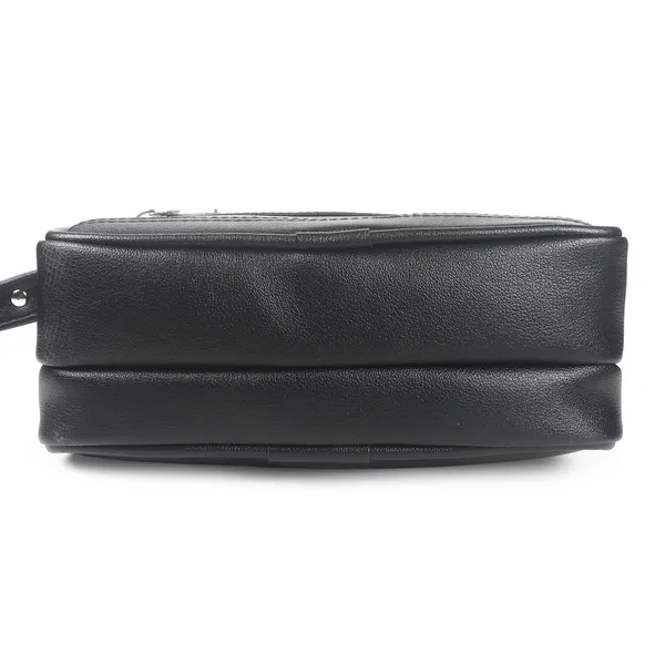 Signature_Black_Leather_Multi_Compartment_Wristlet_Pouch_For_Women