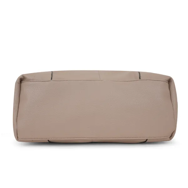 Signature_Beige_Leather_Adjustable_Handle_Handbag_For_Women