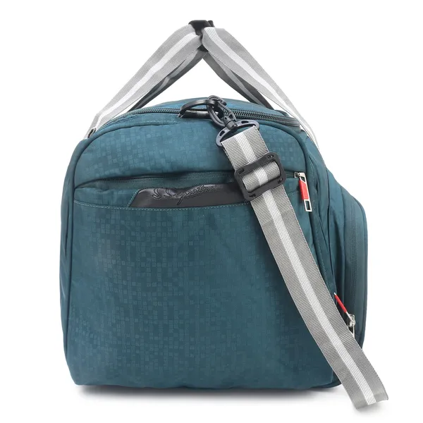 Signature_Teal_Blue_Fabric_Adjustable_Strap_Travel_Duffel_Bag_For_Men_And_Women