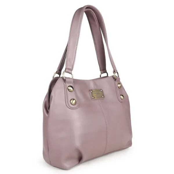 Signature_Pink_Faux_Leather_Metallic_Logo_Shoulder_Handbag_For_Women