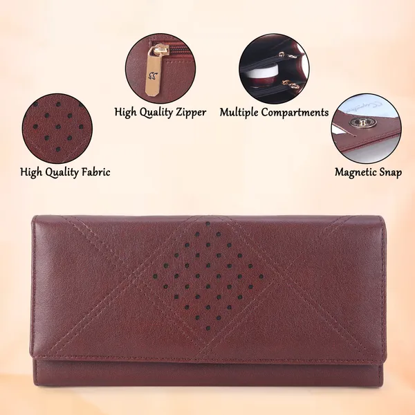 Signature_Brown_Leather_Geometric_Wallet_For_Women