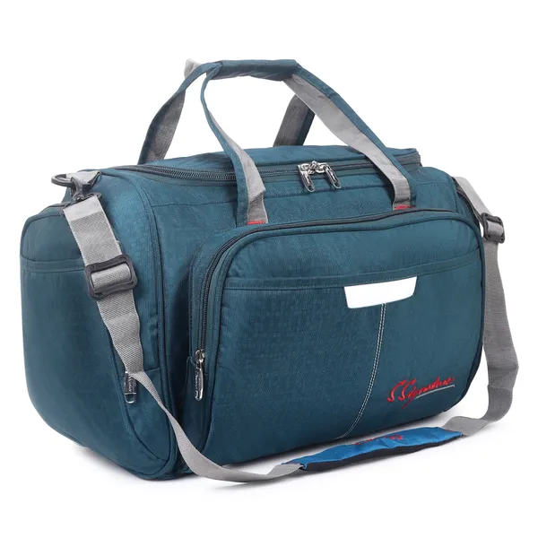 Signature_Teal_Blue_Fabric_Multi_Compartment_Travel_Duffel_Bag_For_Travel_Gym_Sports_Activities