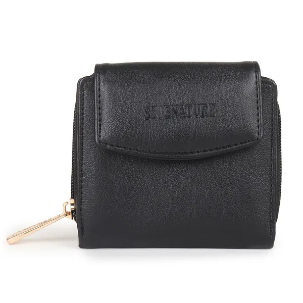 Signature_Black_Leather_Zipper_Tassel_Wallet_For_Women