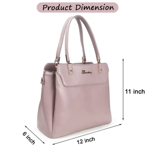 Signature_Mauve_Pink_Faux_Leather_Metallic_Zip_Handbag_For_Women