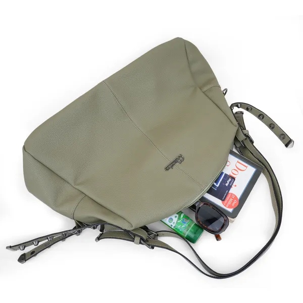Signature_Olive_Green_Faux_Leather_Adjustable_Strap_Shoulder_Bag_For_Women