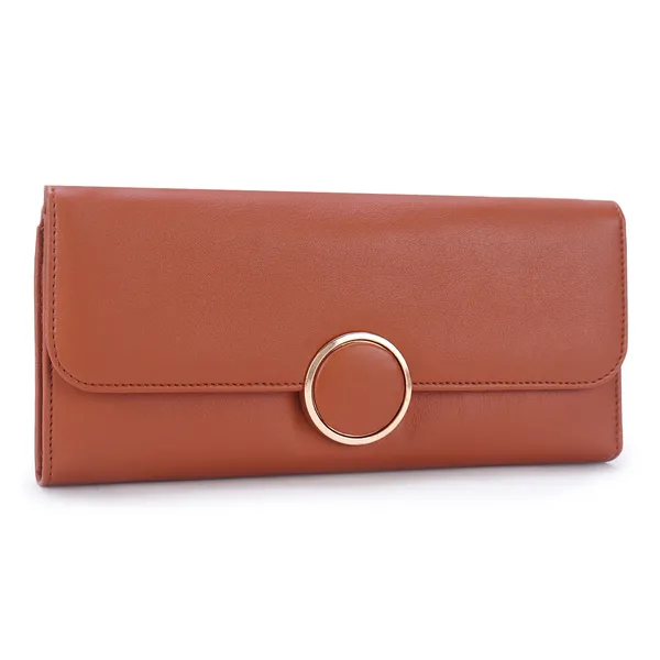 Signature_Rust_Brown_Faux_Leather_Ring_Accent_Wallet_For_Women