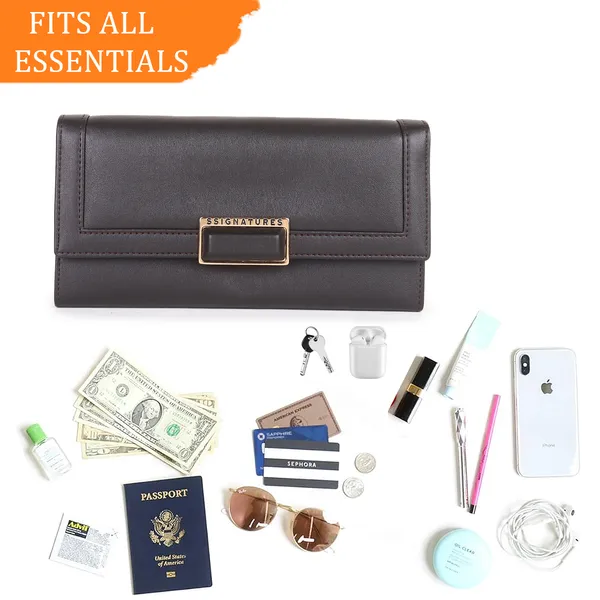 Signature_Leather_Multi_Card_Buckle_Wallet_For_Women