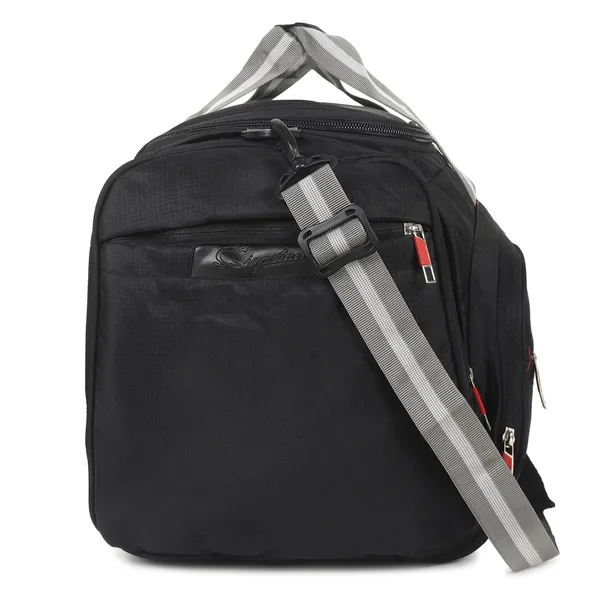 Signature_Black_Fabric_Multi_Compartment_Sports_Duffel_Bag_For_Men_And_Women