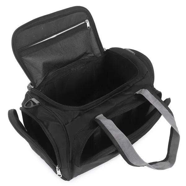 Signature_Black_Grey_Fabric_Adjustable_Strap_Gym_Duffel_Bag_For_Men_And_Women