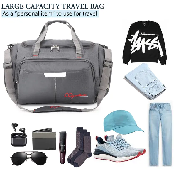 Signature_Grey_Fabric_Adjustable_Strap_Travel_Duffel_Bag