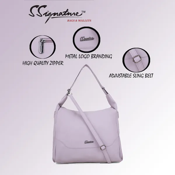 Signature_Lavender_Purple_Faux_Leather_Adjustable_Strap_Hobo_Shoulder_Bag_For_Women