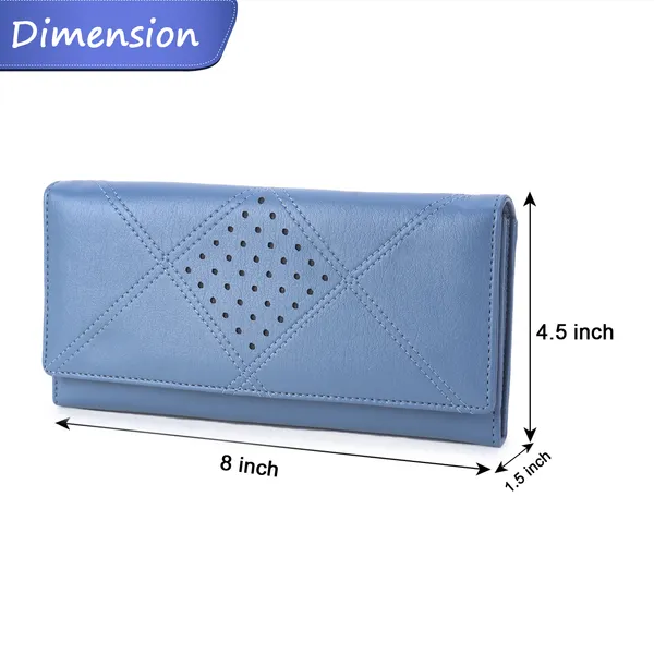Signature_Blue_Leather_Perforated_Wallet_For_Women