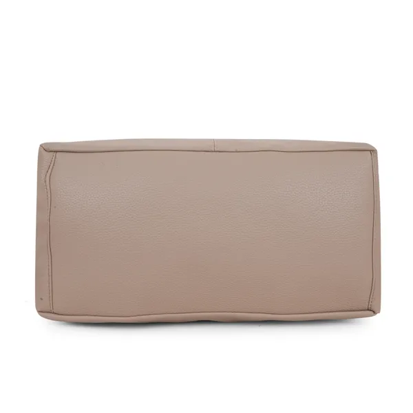 Signature_Beige_Faux_Leather_Adjustable_Strap_Tote_Handbag_For_Women