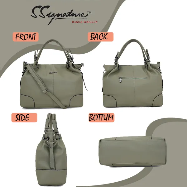 Signature_Olive_Green_Leather_Detachable_Strap_Handbag_For_Women