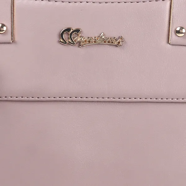 Signature_Mauve_Pink_Faux_Leather_Metallic_Zip_Handbag_For_Women