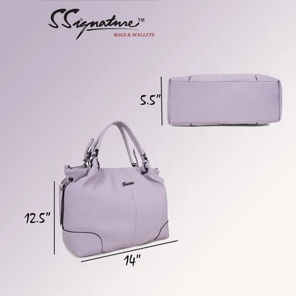 Signature_Lavender_Purple_Faux_Leather_Adjustable_Strap_Handbag_For_Women