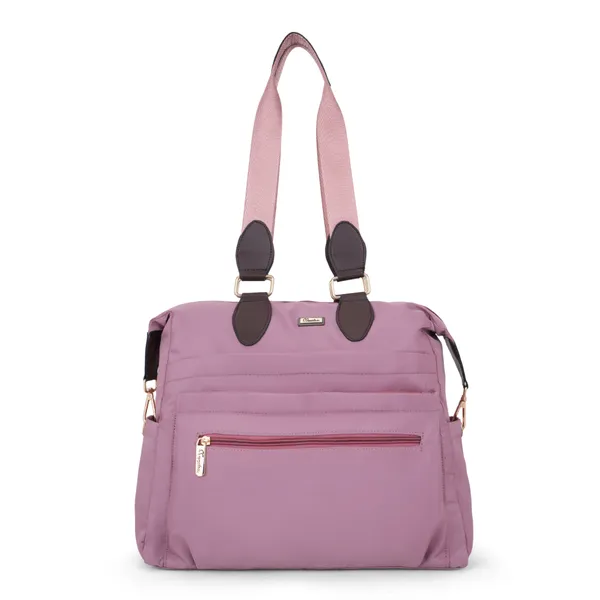Signature_Purple_Nylon_Waterproof_Multi_Pocket_Shoulder_Tote_Bag
