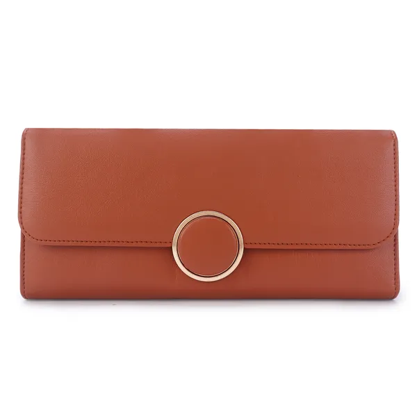 Signature_Brown_Leather_Ring_Closure_Wallet_For_Women