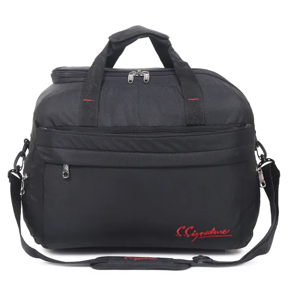 Signature_Black_Fabric_Multi_Compartment_18_Inch_Duffel_Bag_For_Women
