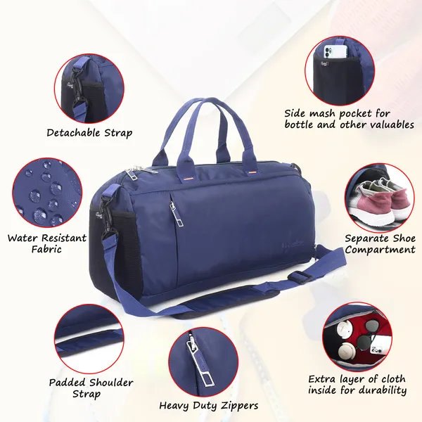 Signature_Navy_Blue_Fabric_Water_Resistant_Shoe_Compartment_GYM_Bag