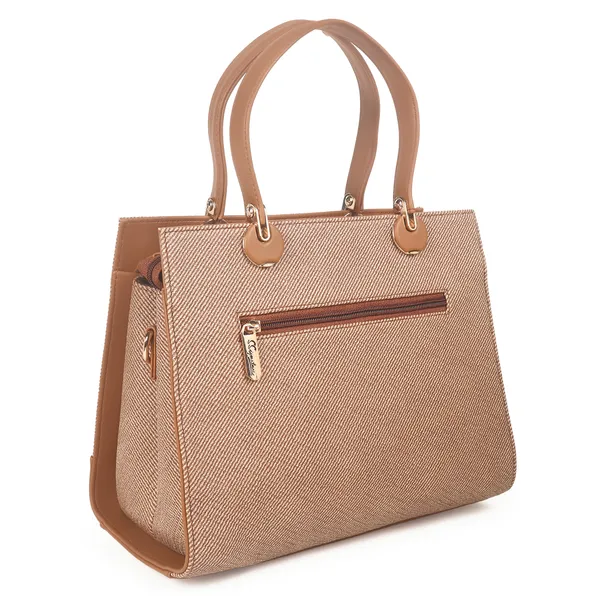 Signature_Brown_Faux_Leather_Two_Tone_Buckle_Structured_Handbag