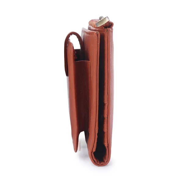 Signature_Tan_Brown_Leather_Multiple_Card_Slots_Wallet_For_Women