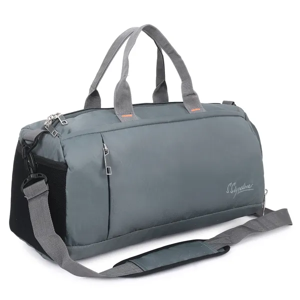 Signature_Grey_Fabric_Water_Resistant_Shoe_Compartment_Duffel_Bag