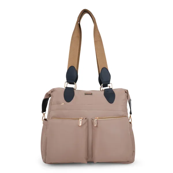 Signature_Beige_Fabric_Multi_Compartment_Adjustable_Strap_Diaper_Bag