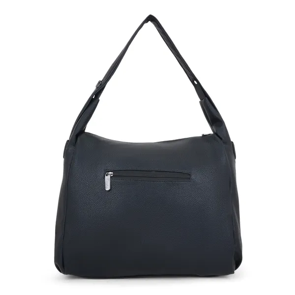 Signature_Navy_Blue_Faux_Leather_Adjustable_Strap_Hobo_Shoulder_Bag_For_Women