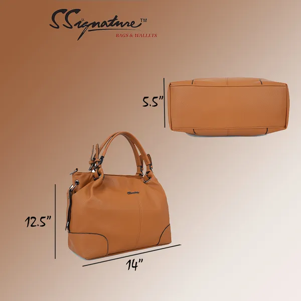Signature_Tan_Brown_Faux_Leather_Adjustable_Strap_Sling_Handbag