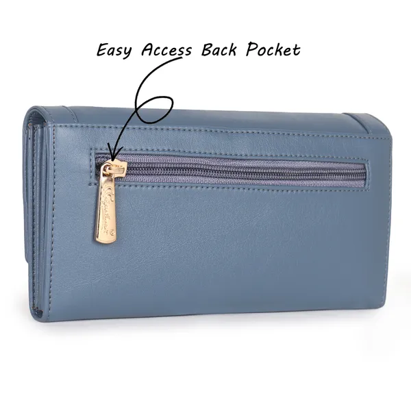 Signature_Blue_Faux_Leather_Buckle_Wallet_For_Women