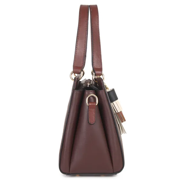 Signature_Brown_Leather_Tassel_Metal_Buckle_Handbag_For_Women