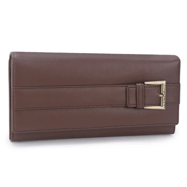 Signature_Brown_Leather_Buckle_Travel_Wallet_For_Women