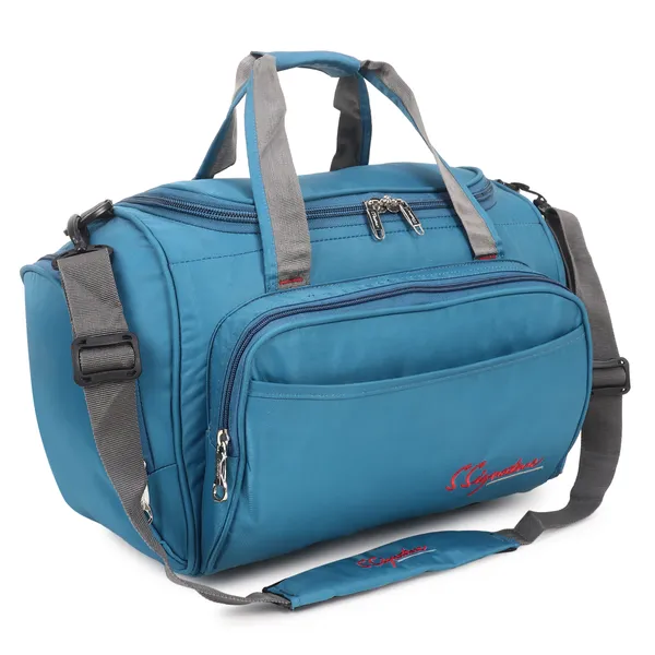 Signature_Blue_Fabric_Adjustable_Strap_Gym_Duffel_Bag