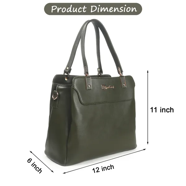 Signature_Olive_Green_Faux_Leather_Metallic_Hardware_Handbag