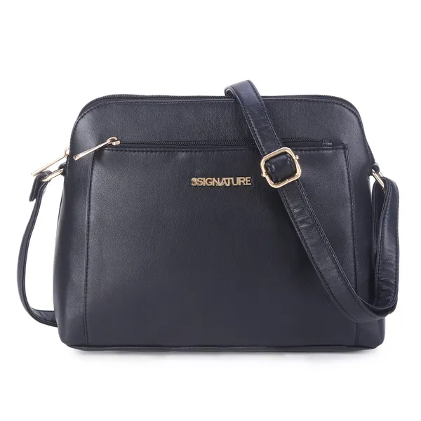 Signature_Navy_Blue_Faux_Leather_Multi_Compartment_Sling_Bag_For_Women