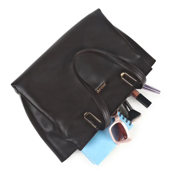 Signature_Brown_Faux_Leather_Metallic_Zip_Tote_Bag_For_Women