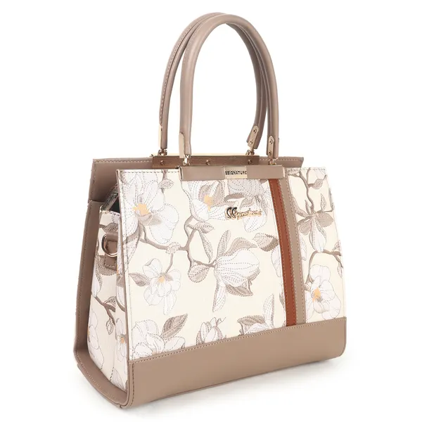 Signature_Floral_Printed_Faux_Leather_Metal_Buckle_Handbag_For_Women