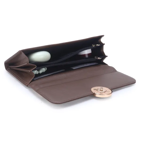 Signature_Brown_Faux_Leather_Circular_Accent_Wallet_For_Women