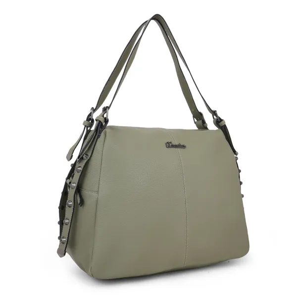 Signature_Olive_Green_Faux_Leather_Adjustable_Strap_Shoulder_Bag_For_Women