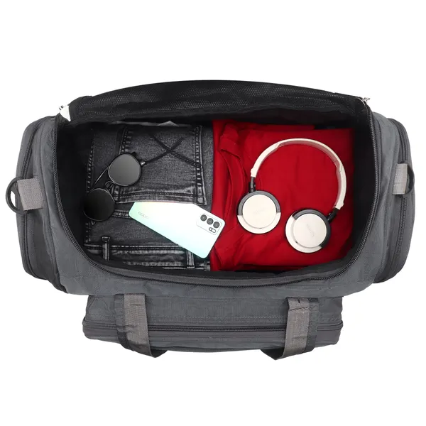 Signature_Grey_Fabric_Adjustable_Strap_Travel_Duffel_Bag
