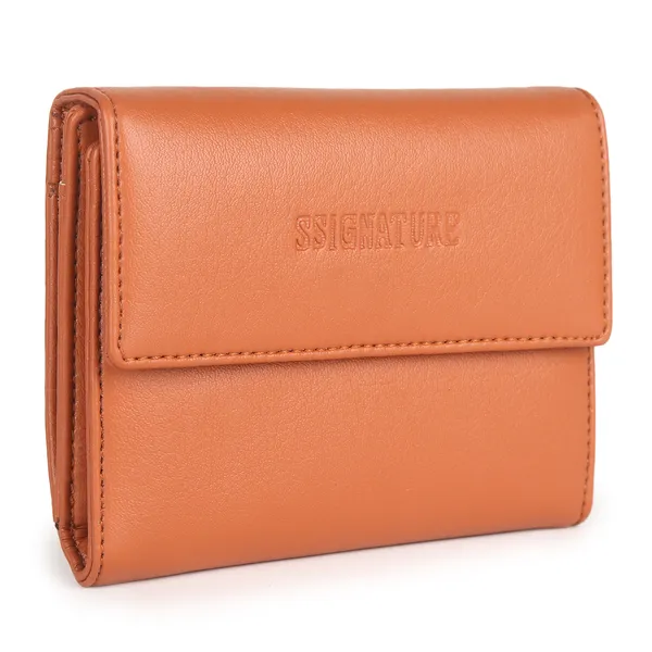 Signature_Tan_Brown_Leather_Multi_Compartment_Wallet_For_Women