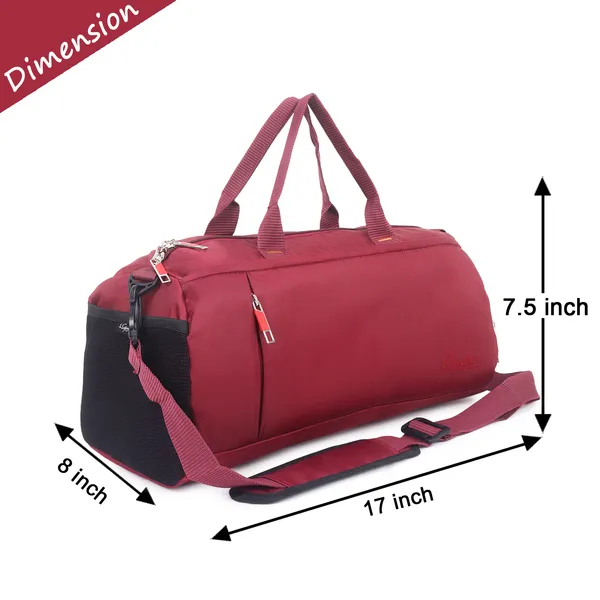 Signature_Maroon_Black_Fabric_Water_Resistant_Shoe_Compartment_Duffel_Bag