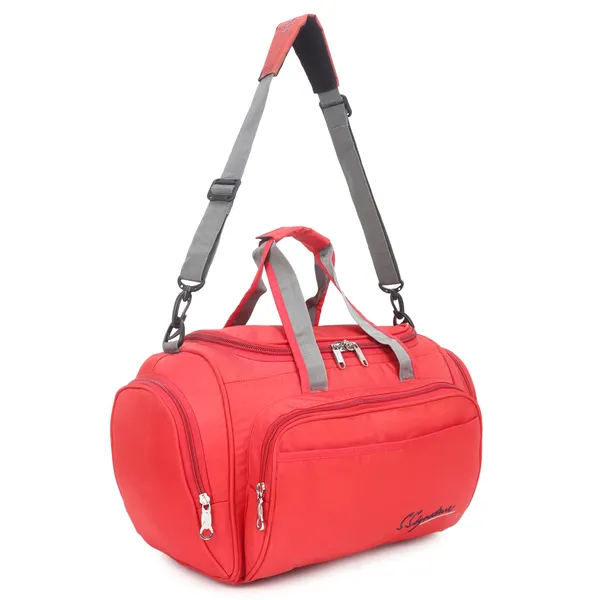 Signature_Red_Fabric_Adjustable_Strap_Gym_Travel_Duffel_Bag_For_Men_And_Women