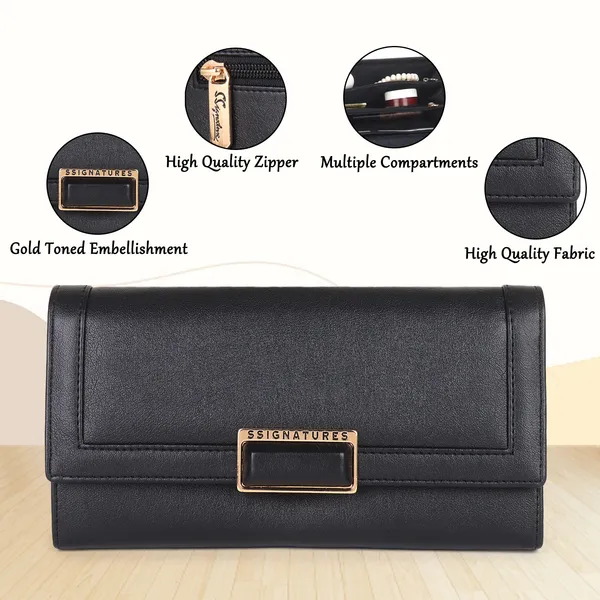 Signature_Black_Faux_Leather_Tri_Fold_Multi_Compartment_Wallet