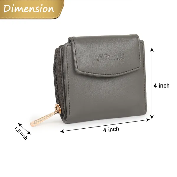 Signature_Grey_Faux_Leather_Zipper_Compact_Wallet