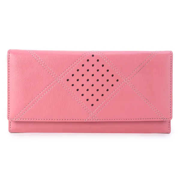 Signature_Pink_Faux_Leather_Perforated_Wallet_For_Women