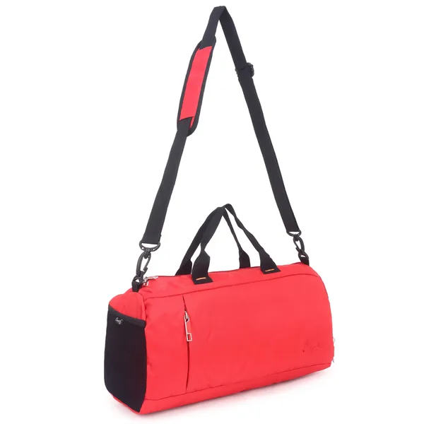 Signature_Red_Fabric_Water_Resistant_Shoe_Compartment_Duffel_Bag
