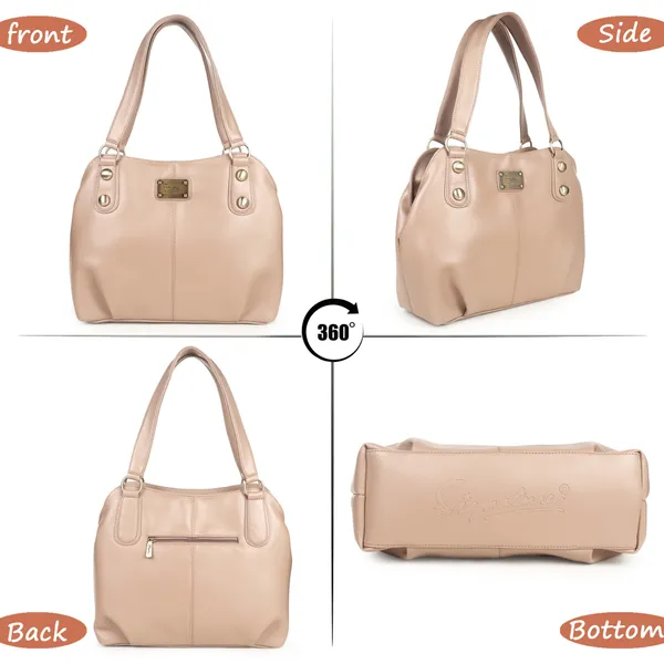 Signature_Beige_Faux_Leather_Metal_Hardware_Classic_Handle_Handbag