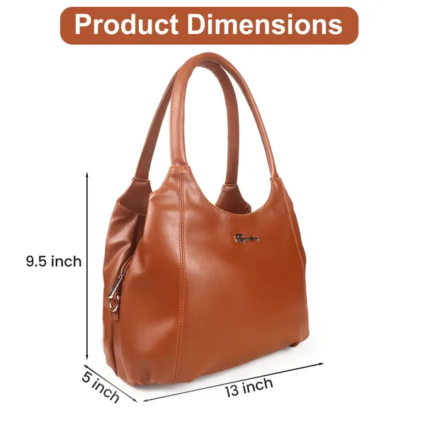 Signature_Tan_Brown_Leather_Shoulder_Handbag_For_Women